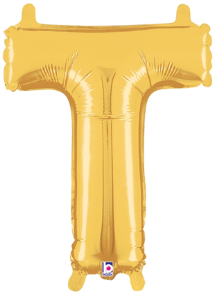 14in Betallic Air-Filled Gold Letter T Balloon - Joker Party Supply