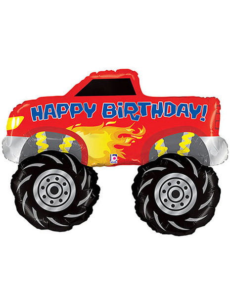 40in Betallic Happy Birthday Monster Truck Balloon