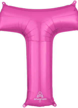 34in Anagram Pink Letter T Balloon - Joker Party Supply