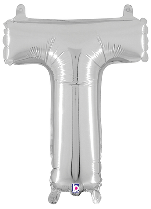14in Betallic Air-Filled Silver Letter T Balloon - Joker Party Supply
