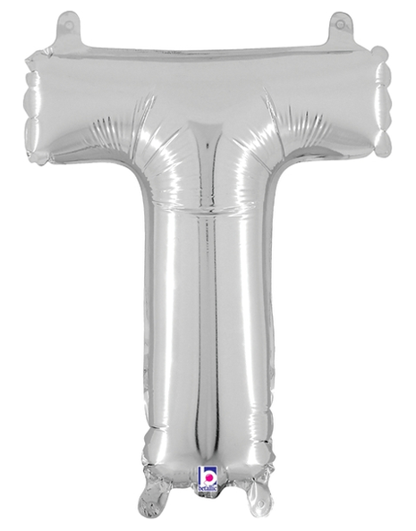 14in Betallic Air-Filled Silver Letter T Balloon - Joker Party Supply
