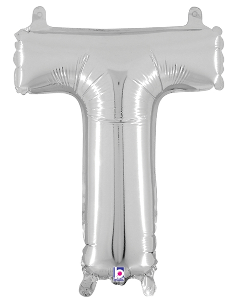 14in Betallic Air-Filled Silver Letter T Balloon - Joker Party Supply