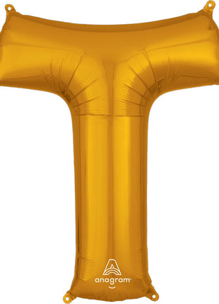 34in Anagram Gold Letter T Balloon - Joker Party Supply