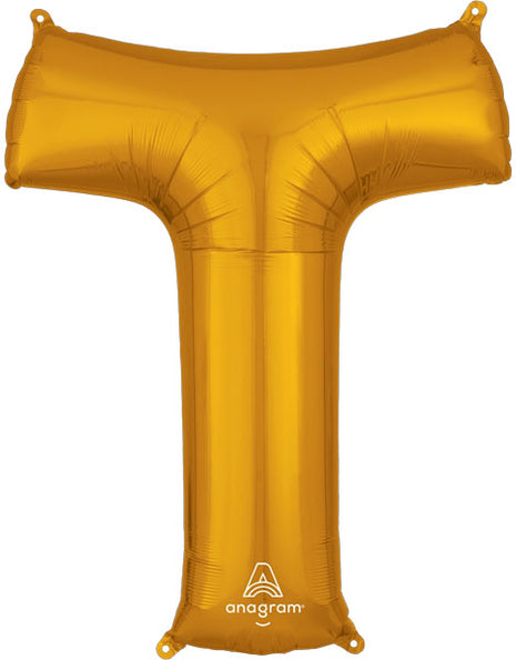 34in Anagram Gold Letter T Balloon - Joker Party Supply