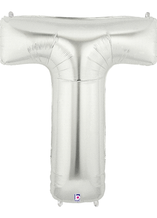 34in Betallic Silver Letter T Megaloons - Joker Party Supply