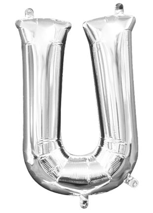 16in Anagram Air-Filled Silver Letter U Balloon - Joker Party Supply