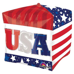 15in Anagram UltraShape® Cubez® USA Patriotic Balloon - Joker Party Supply