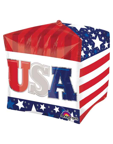 15in Anagram UltraShape® Cubez® USA Patriotic Balloon - Joker Party Supply