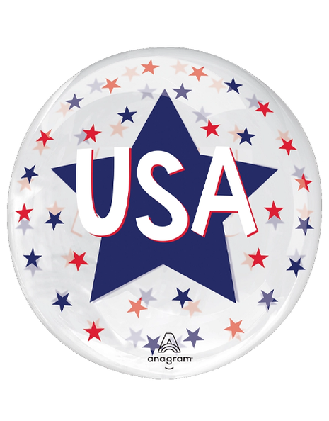 18in Anagram USA Stars Clearz Balloon - Joker Party Supply