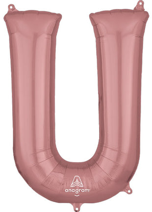 34in Anagram Rose Gold Letter U Balloon - Joker Party Supply