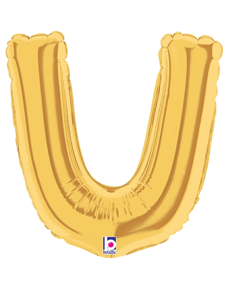 34in Betallic Gold Letter U Megaloons - Joker Party Supply