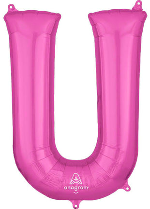 34in Anagram Pink Letter U Balloon - Joker Party Supply
