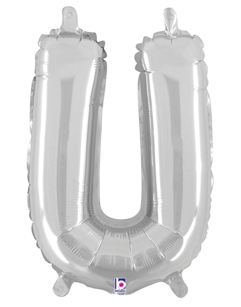 14in Betallic Air-Filled Silver Letter U Balloon - Joker Party Supply