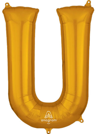 34in Anagram Gold Letter U Balloon - Joker Party Supply