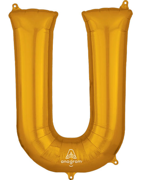 34in Anagram Gold Letter U Balloon - Joker Party Supply