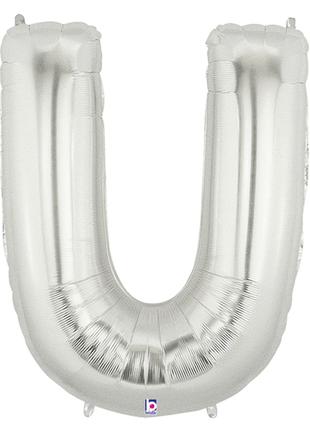 34in Betallic Silver Letter U Megaloons - Joker Party Supply
