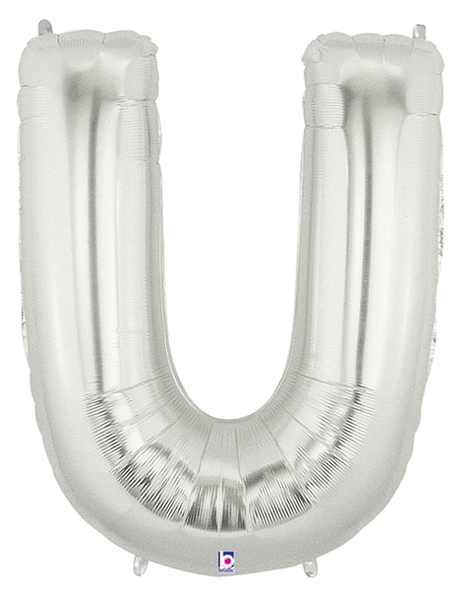 34in Betallic Silver Letter U Megaloons - Joker Party Supply
