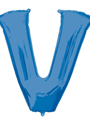 34in Anagram Blue Letter V Balloon - Joker Party Supply
