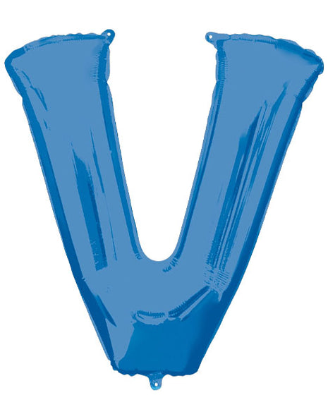 34in Anagram Blue Letter V Balloon - Joker Party Supply
