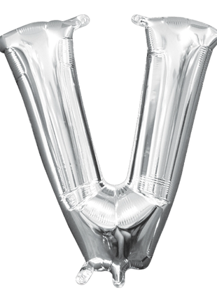 16in Anagram Air-Filled Silver Letter V Balloon - Joker Party Supply