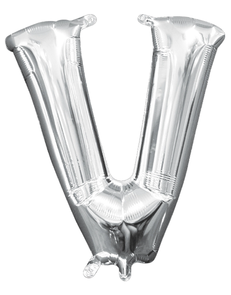 16in Anagram Air-Filled Silver Letter V Balloon - Joker Party Supply