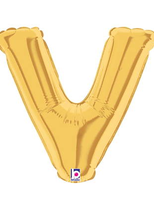 34in Betallic Gold Letter V Megaloons - Joker Party Supply