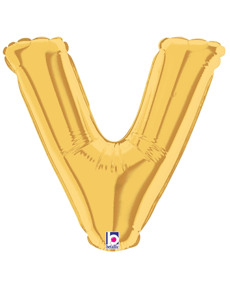 34in Betallic Gold Letter V Megaloons - Joker Party Supply