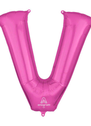 34in Anagram Pink Letter V Balloon - Joker Party Supply