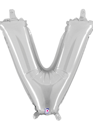14in Betallic Air-Filled Silver Letter V Balloon - Joker Party Supply