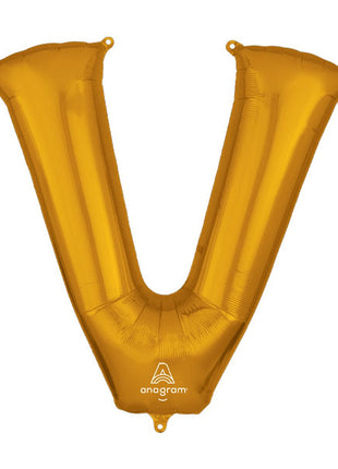 34in Anagram Gold Letter V Balloon - Joker Party Supply