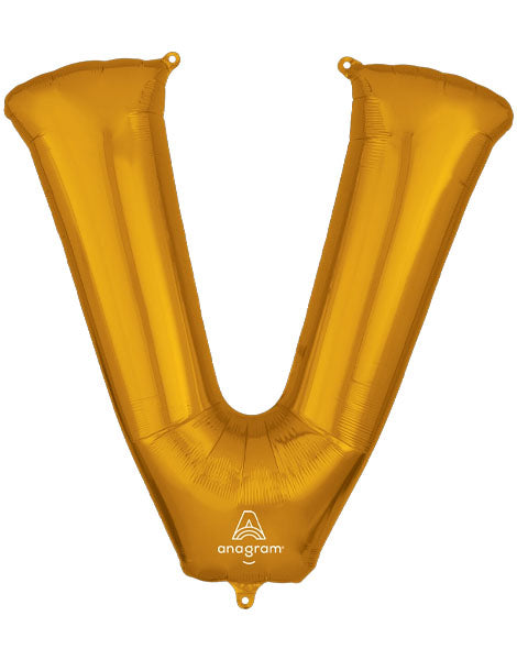 34in Anagram Gold Letter V Balloon - Joker Party Supply