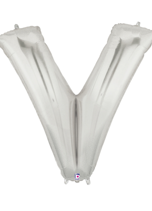 34in Betallic Silver Letter V Megaloons - Joker Party Supply