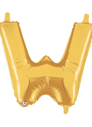 14in Betallic Air-Filled Gold Letter W Balloon - Joker Party Supply