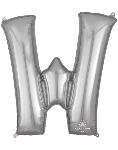 34in Anagram Silver Letter W Balloon - Joker Party Supply
