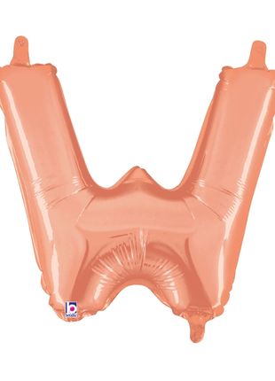 14in Betallic Air-Filled Rose Gold Letter W Balloon - Joker Party Supply