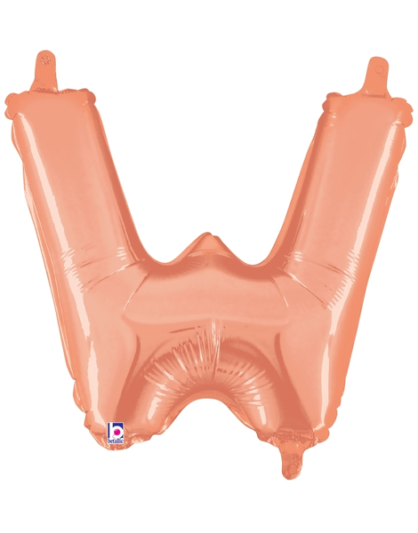 14in Betallic Air-Filled Rose Gold Letter W Balloon - Joker Party Supply