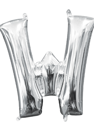 16in Anagram Air-Filled Silver Letter W Balloon - Joker Party Supply