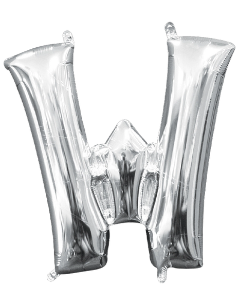 16in Anagram Air-Filled Silver Letter W Balloon - Joker Party Supply