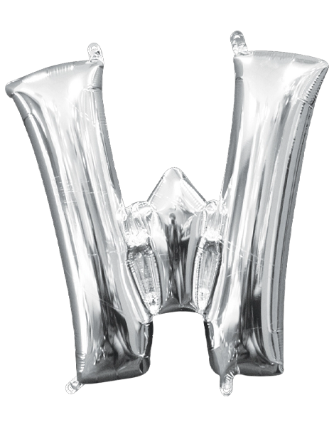 16in Anagram Air-Filled Silver Letter W Balloon - Joker Party Supply