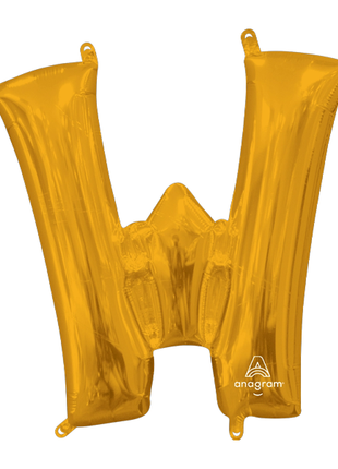 16in Anagram Air-Filled Gold Letter W Balloon - Joker Party Supply