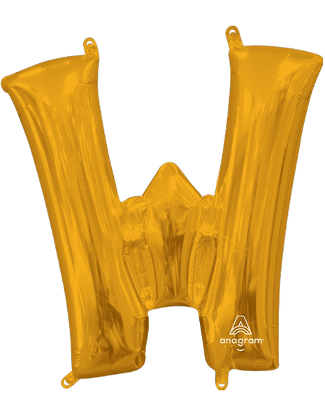 16in Anagram Air-Filled Gold Letter W Balloon - Joker Party Supply