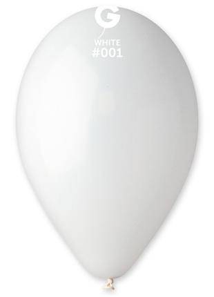12in Gemar Standard White Balloons 50ct #001 - Joker Party Supply