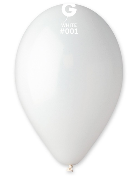12in Gemar Standard White Balloons 50ct #001 - Joker Party Supply