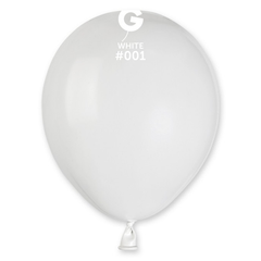 5in Gemar Standard White Balloons 100 #001 - Joker Party Supply