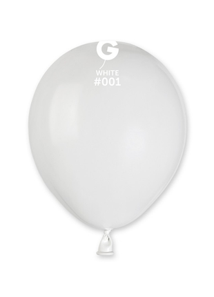 5in Gemar Standard White Balloons 100 #001 - Joker Party Supply