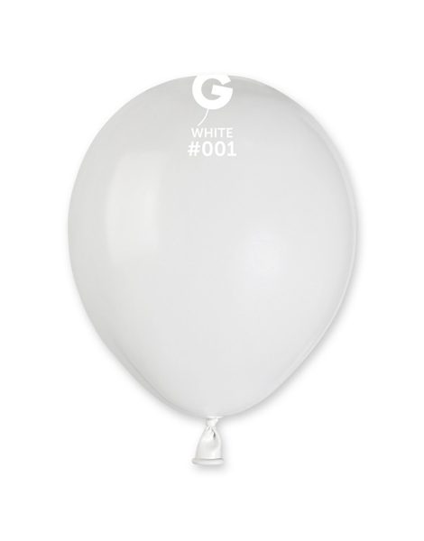5in Gemar Standard White Balloons 100 #001 - Joker Party Supply