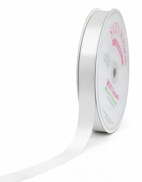7/8in Single Face Satin White Ribbon 100Yds