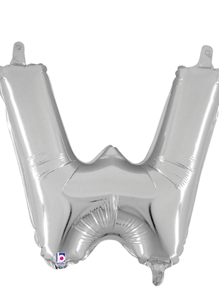 14in Betallic Air-Filled Silver Letter W Balloon - Joker Party Supply