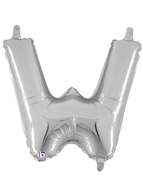 14in Betallic Air-Filled Silver Letter W Balloon - Joker Party Supply