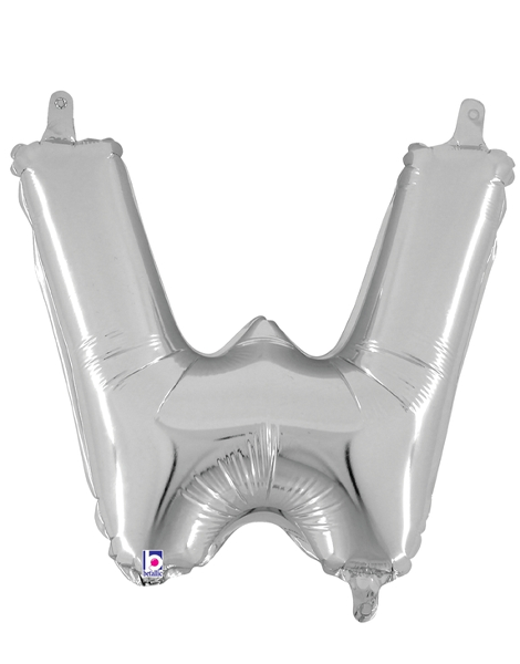 14in Betallic Air-Filled Silver Letter W Balloon - Joker Party Supply